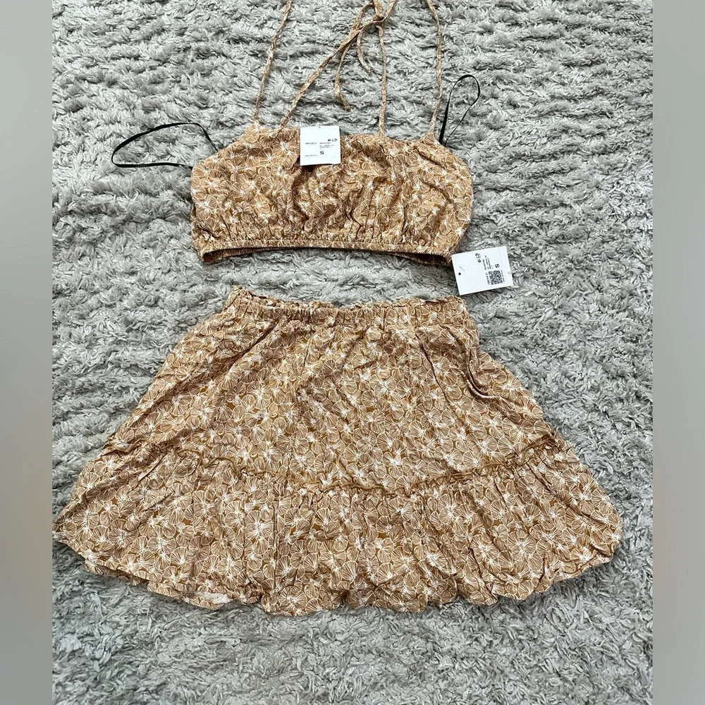 NWT-Womens size Small a Floral Tie-Strap Cami & Mini Skirt Set dress - Picture 9 of 11